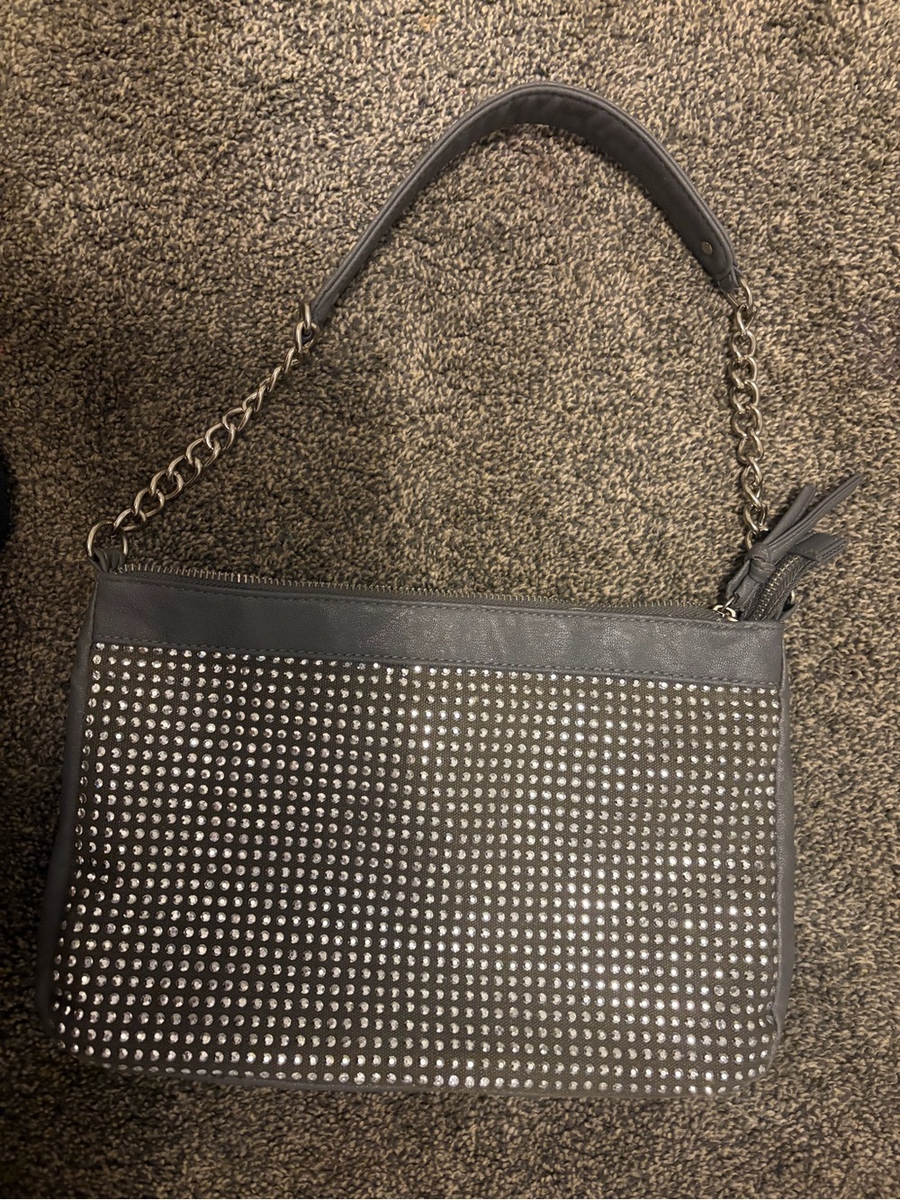 Vintage Y2K Angels Grey Studded Rhinestone Shoulder Bag